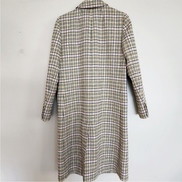 J. Crew Plaid Long Peacoat Double Breasted Italian Wool Ivory Pink Size 4 - Picture 13 of 14